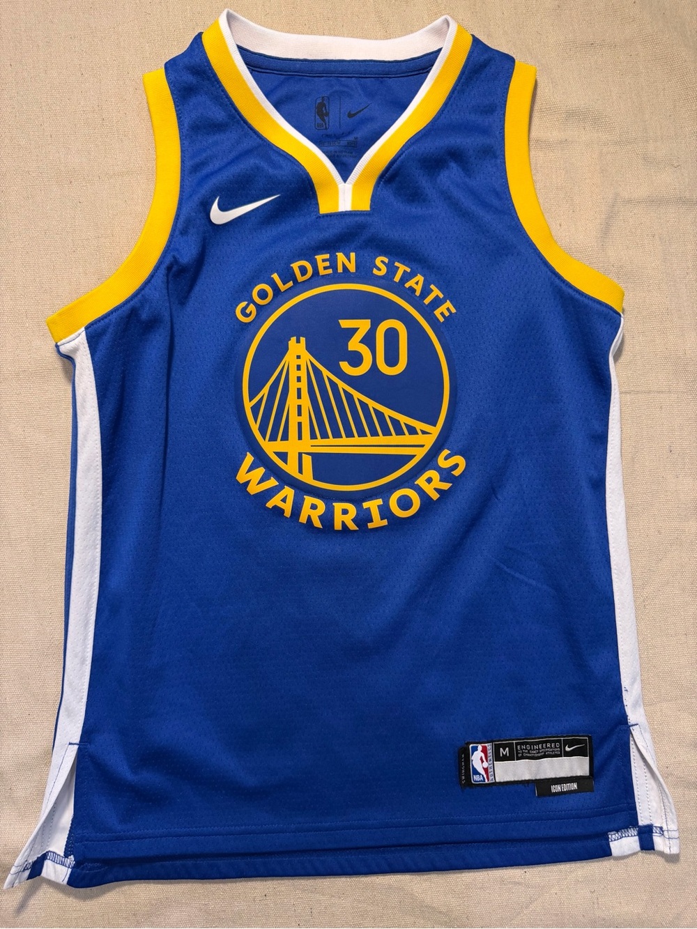 Nike Stephen Curry Royal Golden State Warriors Jersey, Size M Kids- Blue